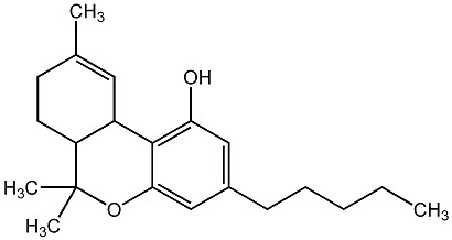 Chemical structure of THC