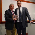 John Rimoldi presents Jimmie Valentine with award